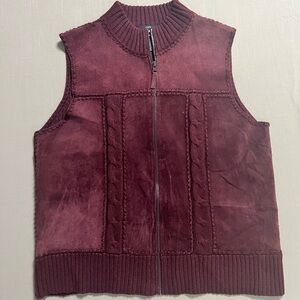 Designer’s Studio Originals Burgundy Suede & Knit Zip Vest Women’s Size Large